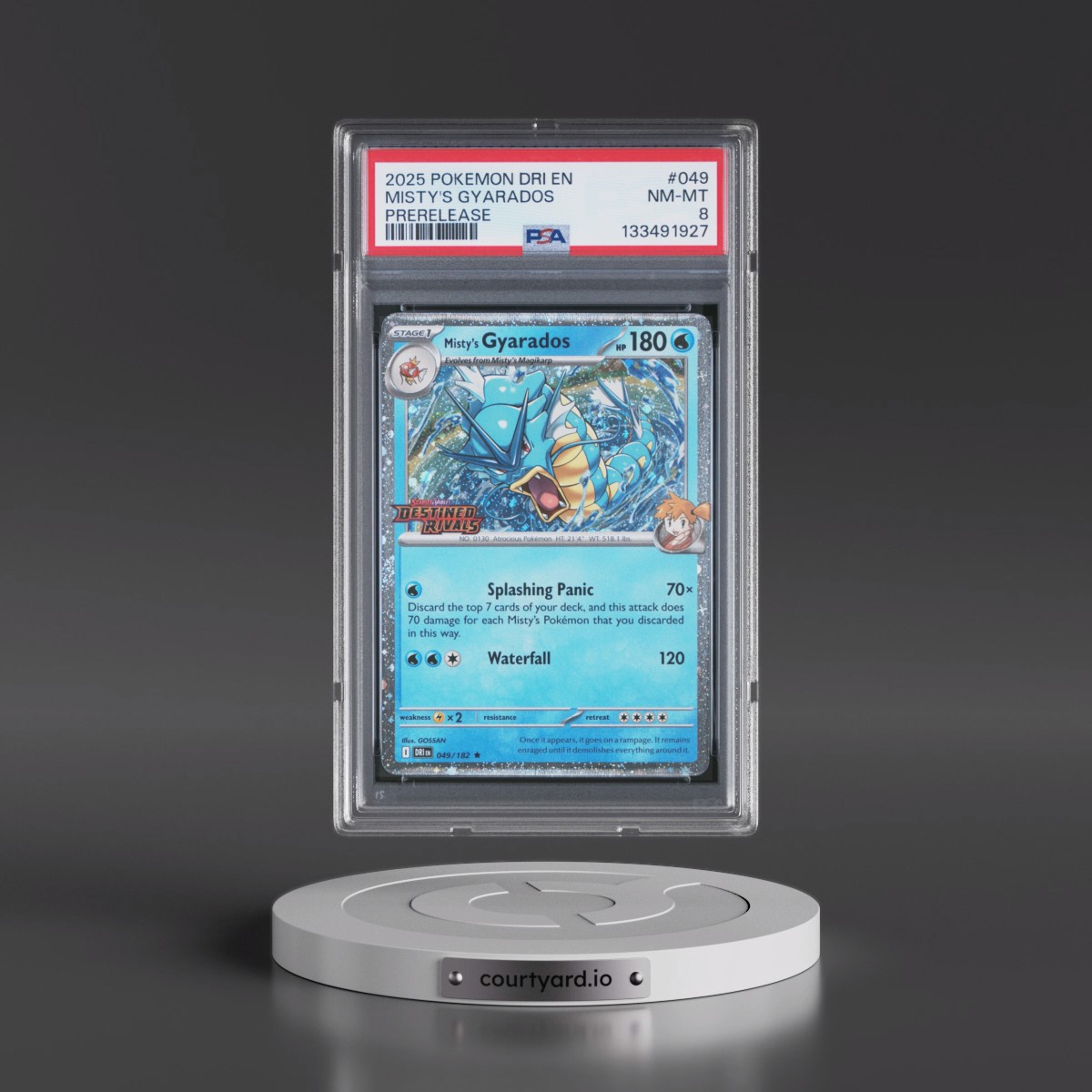 2025 Pokémon Dri EN-Destined Rivals #049 Misty's Gyarados - Prerelease (PSA 8 NM-MT)