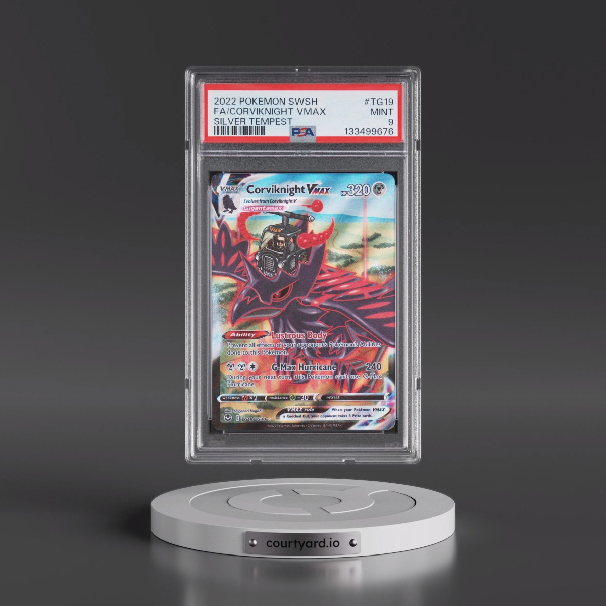 2022 Pokémon Sword & Shield Silver Tempest #TG19 Corviknight Vmax - Full Art (PSA 9 MINT)