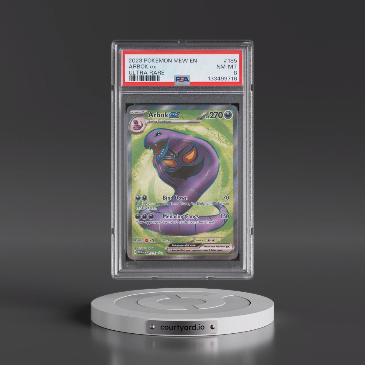 2023 Pokémon Mew EN-151 #185 Arbok EX - Holo Ultra Rare (PSA 8 NM-MT)