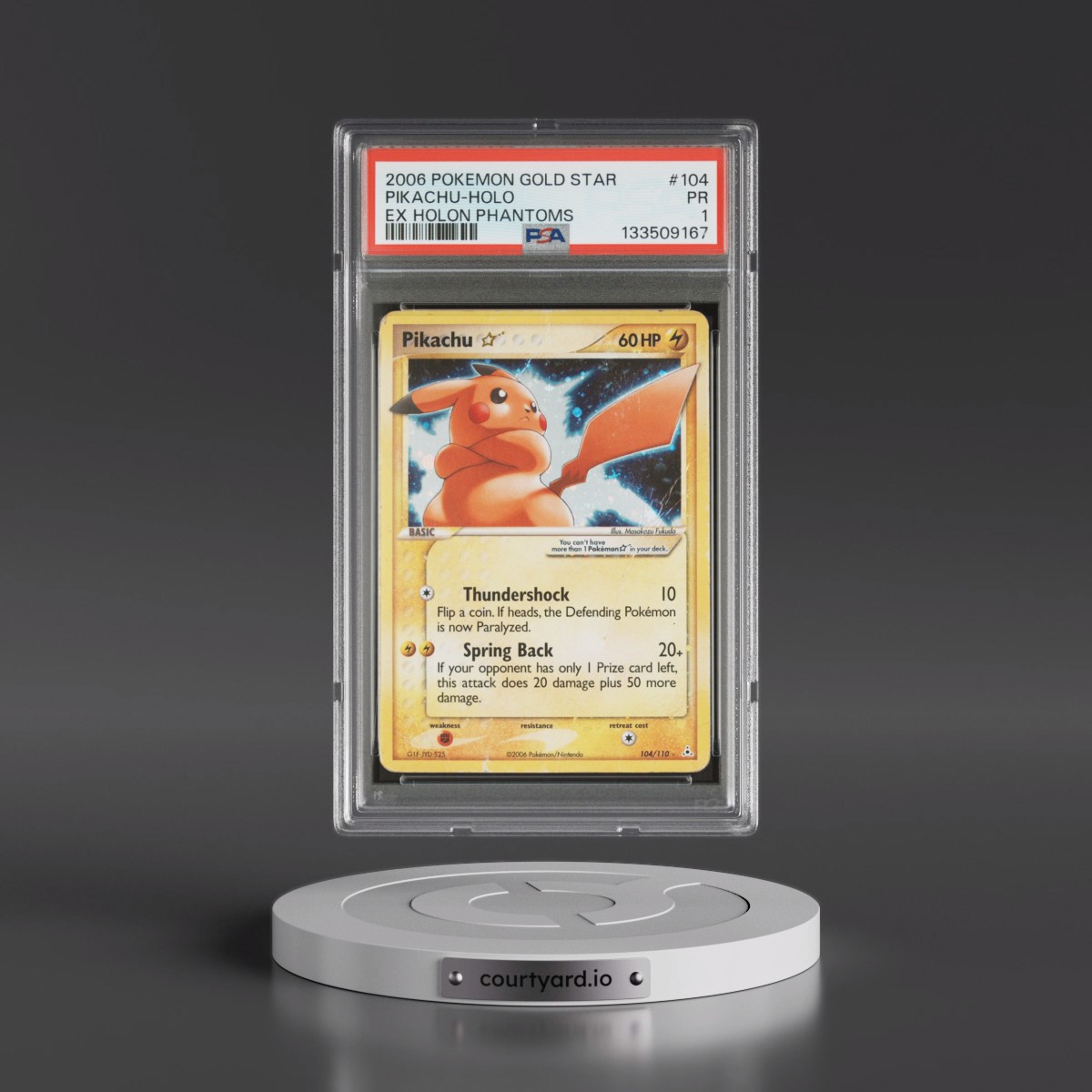 2006 Pokémon EX Holon Phantoms #104 Pikachu - Holo Gold Star (PSA 1 PR)