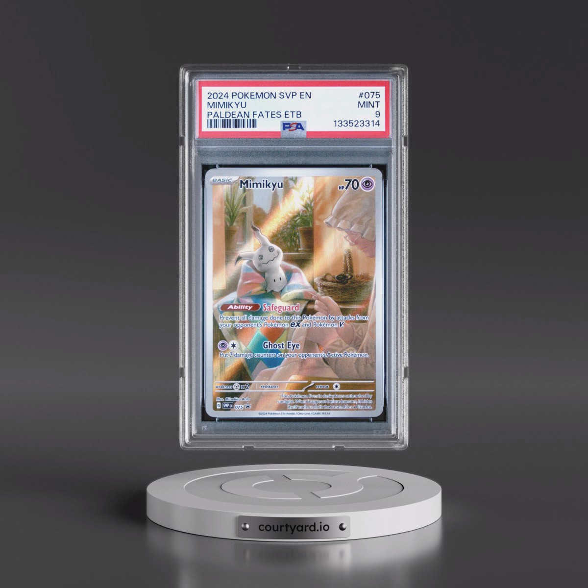 2024 Pokémon Svp EN-SV Black Star Promo #075 Mimikyu - Paldean Fates Elite Trainer Box (PSA 9 MINT)