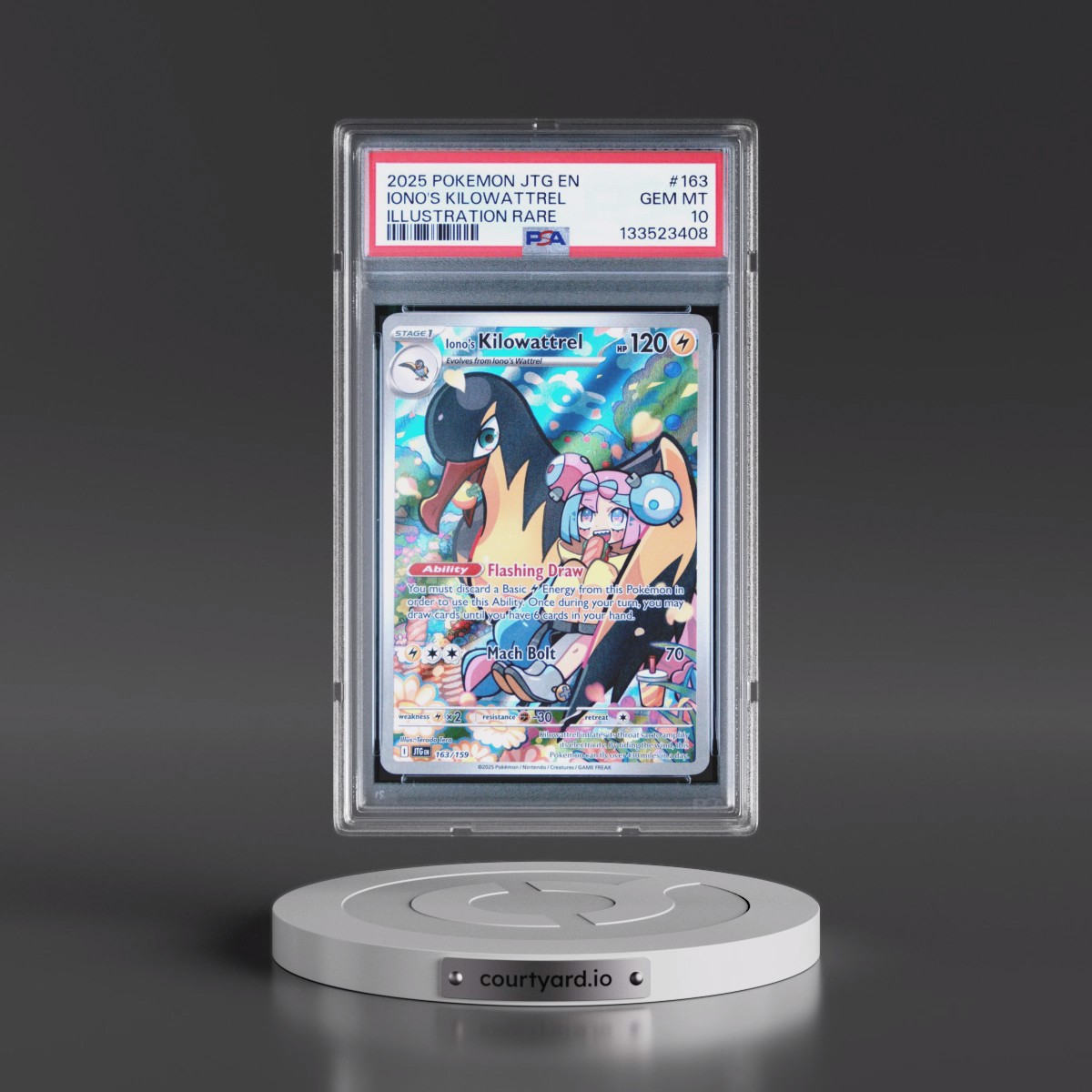 2025 Pokémon Jtg EN-Journey Together #163 Iono's Kilowattrel - Illustration Rare (PSA 10 GEM MINT)
