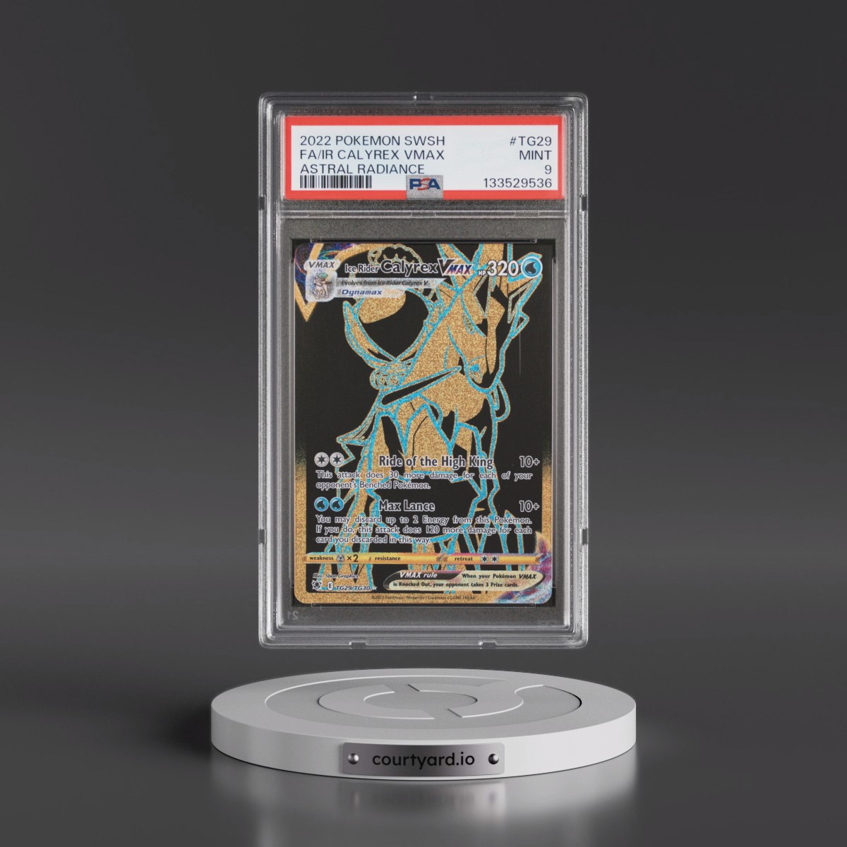2022 Pokémon Sword & Shield Astral Radiance #TG29 Ice Rider Calyrex Vmax - Full Art (PSA 9 MINT)