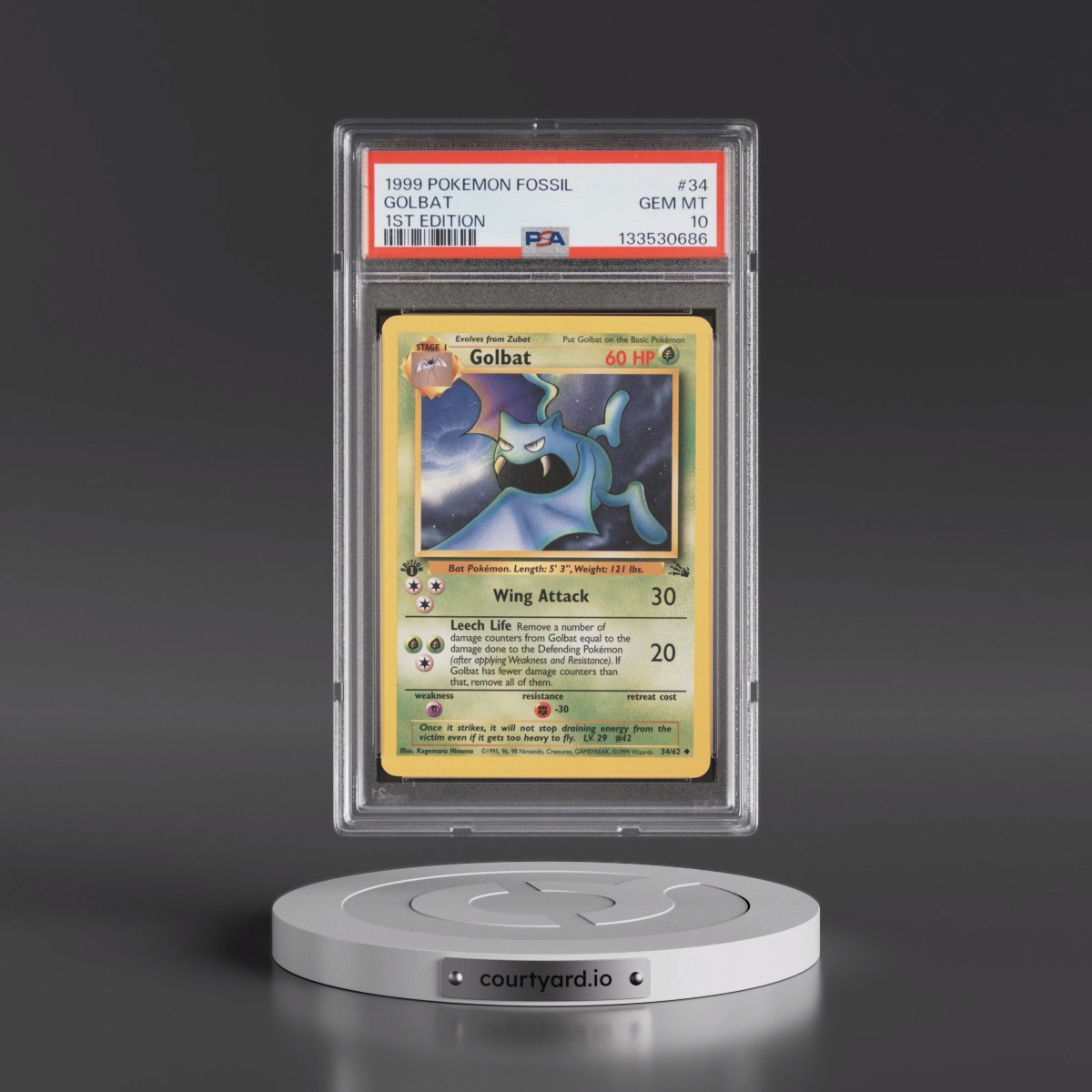 1999 Pokémon Fossil #34 Golbat - 1st Edition (PSA 10 GEM MINT)