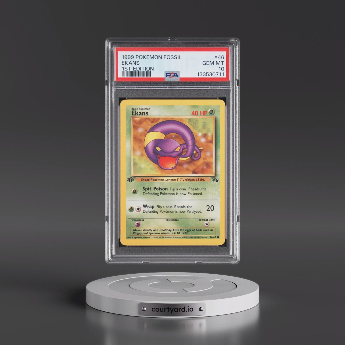 1999 Pokémon Fossil Ekans - 1st Edition #46 PSA 10