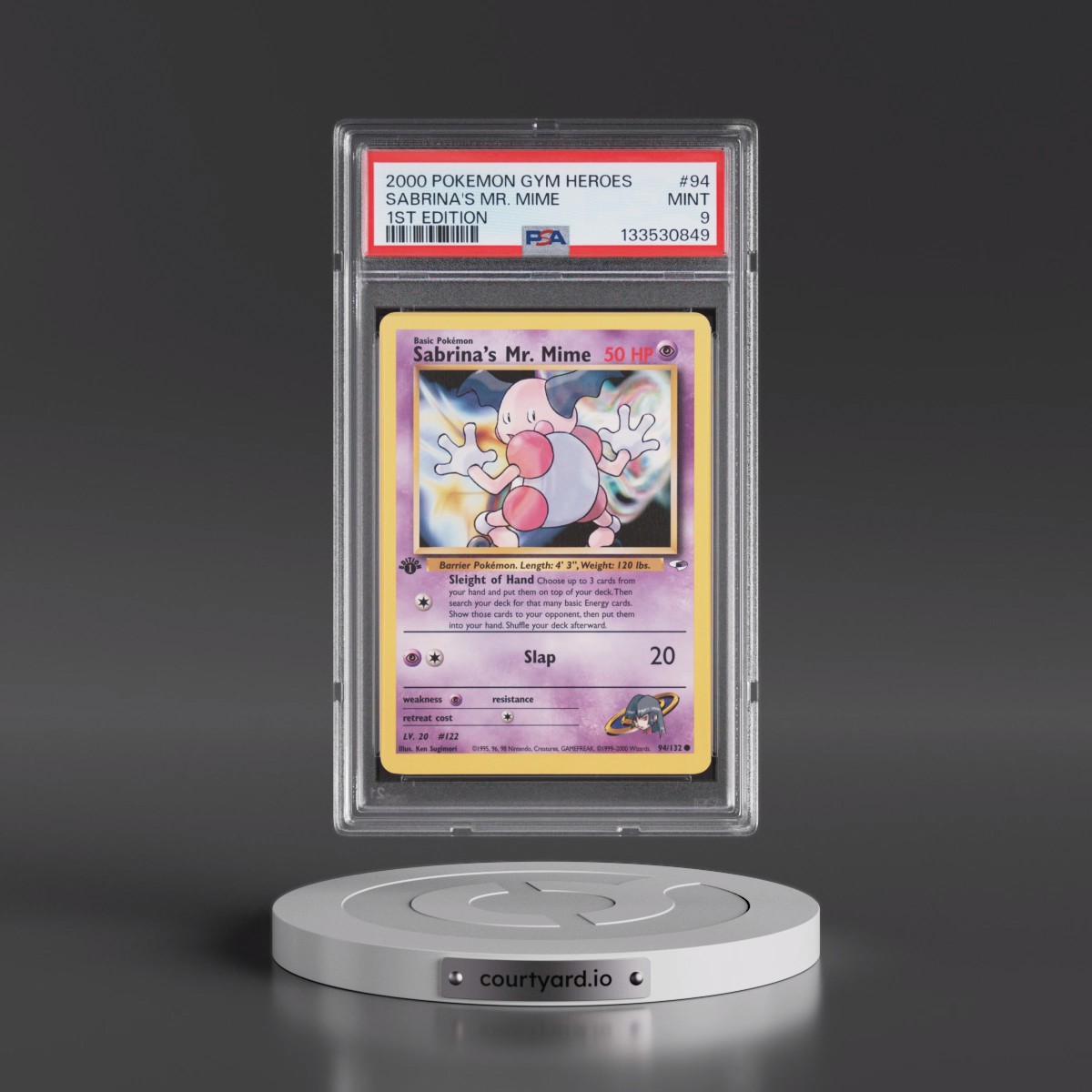 2000 Pokémon Gym Heroes #94 Sabrina's Mr. Mime - 1st Edition (PSA 9 MINT)