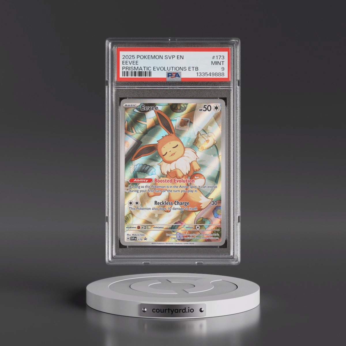 2025 Pokémon Svp EN-SV Black Star Promo #173 Eevee - Prismatic Evolutions Elite Trainer Box (PSA 9 MINT)