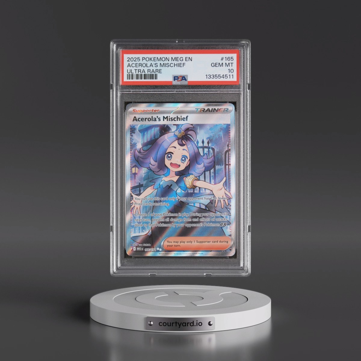 2025 Pokémon Meg EN-Mega Evolution #165 Acerola's Mischief - Ultra Rare (PSA 10 GEM MINT)