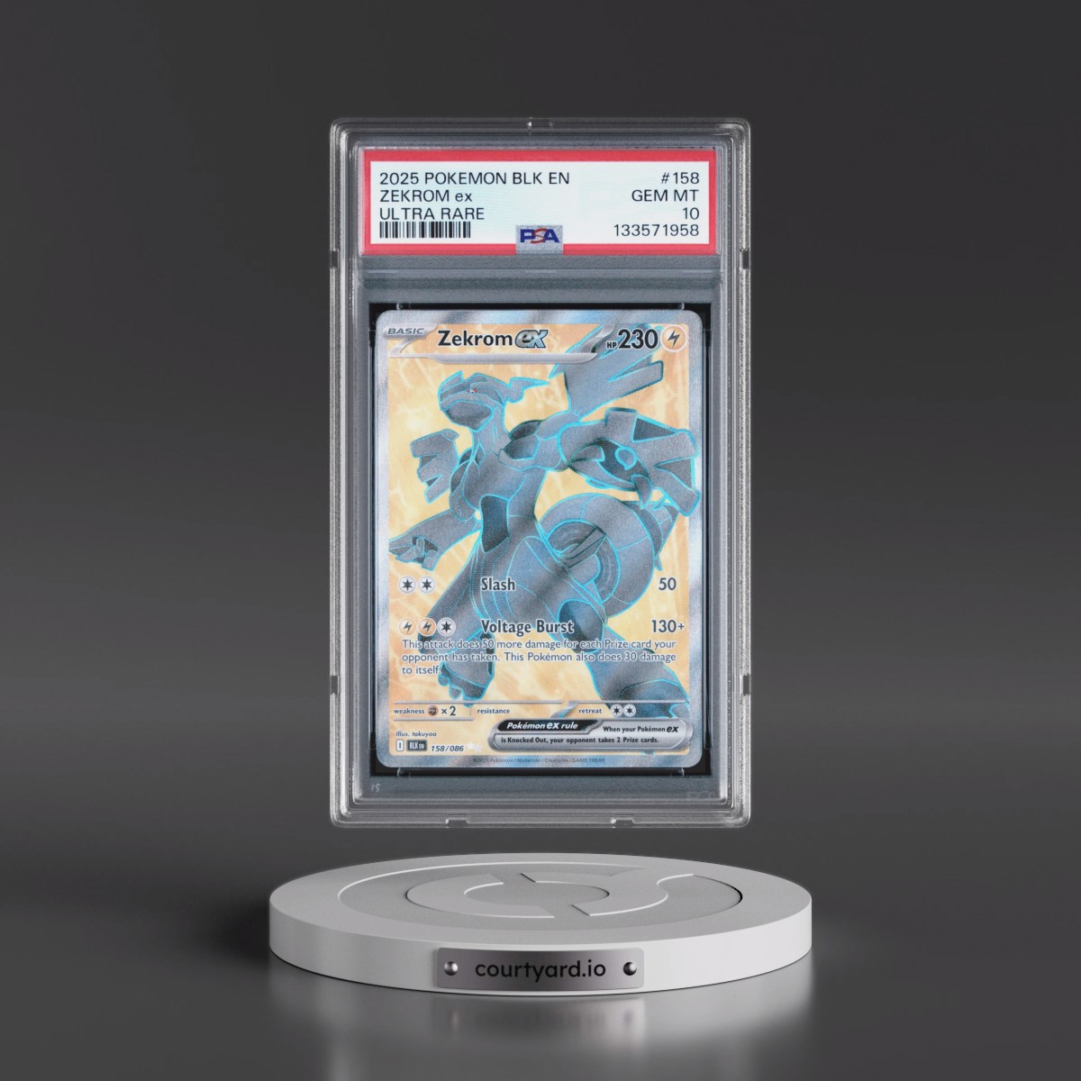 2025 Pokémon Blk EN-Black Bolt #158 Zekrom EX - Holo Ultra Rare (PSA 10 GEM MINT)