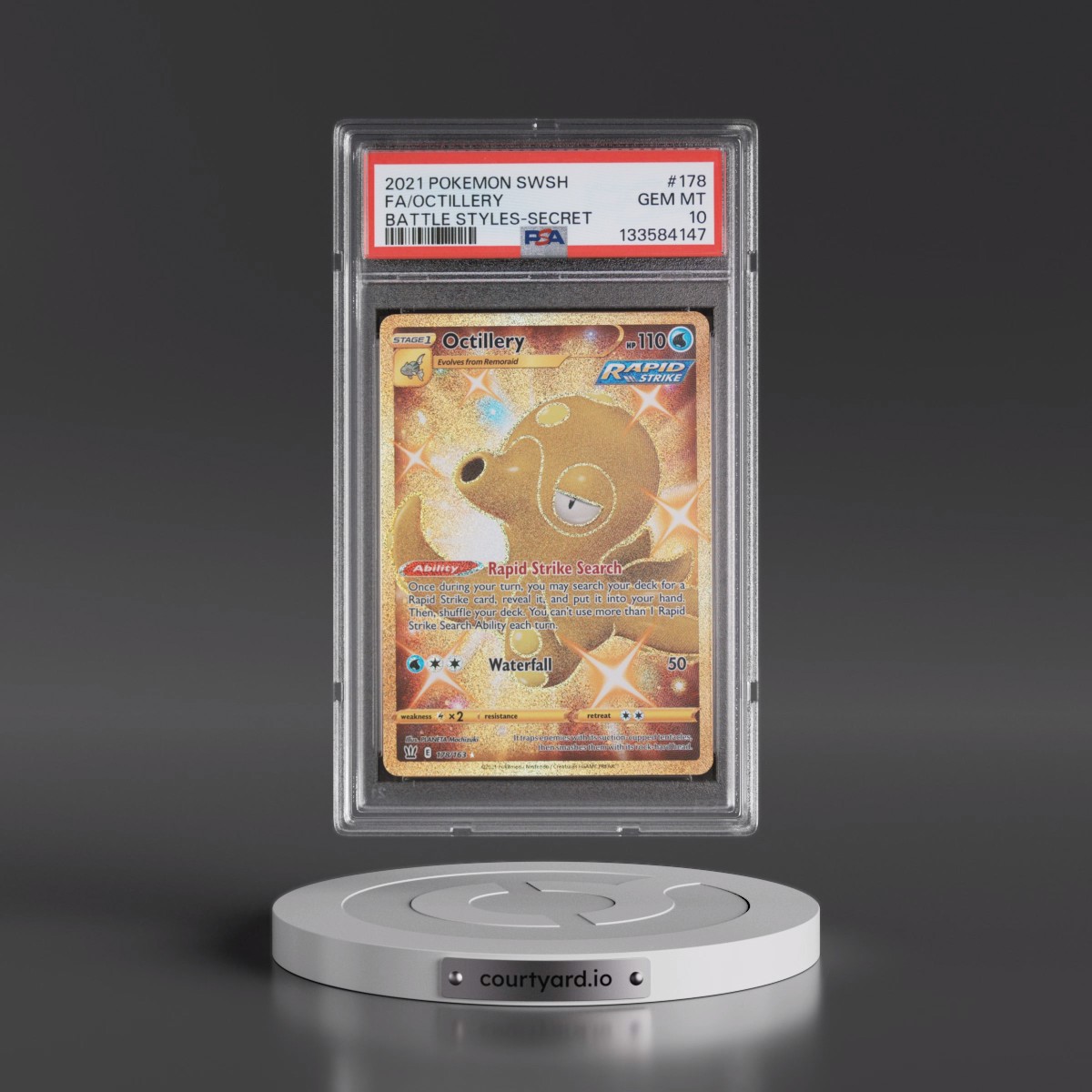 2021 Pokémon Sword & Shield Battle Styles #178 Octillery - Full Art Secret (PSA 10 GEM MINT)