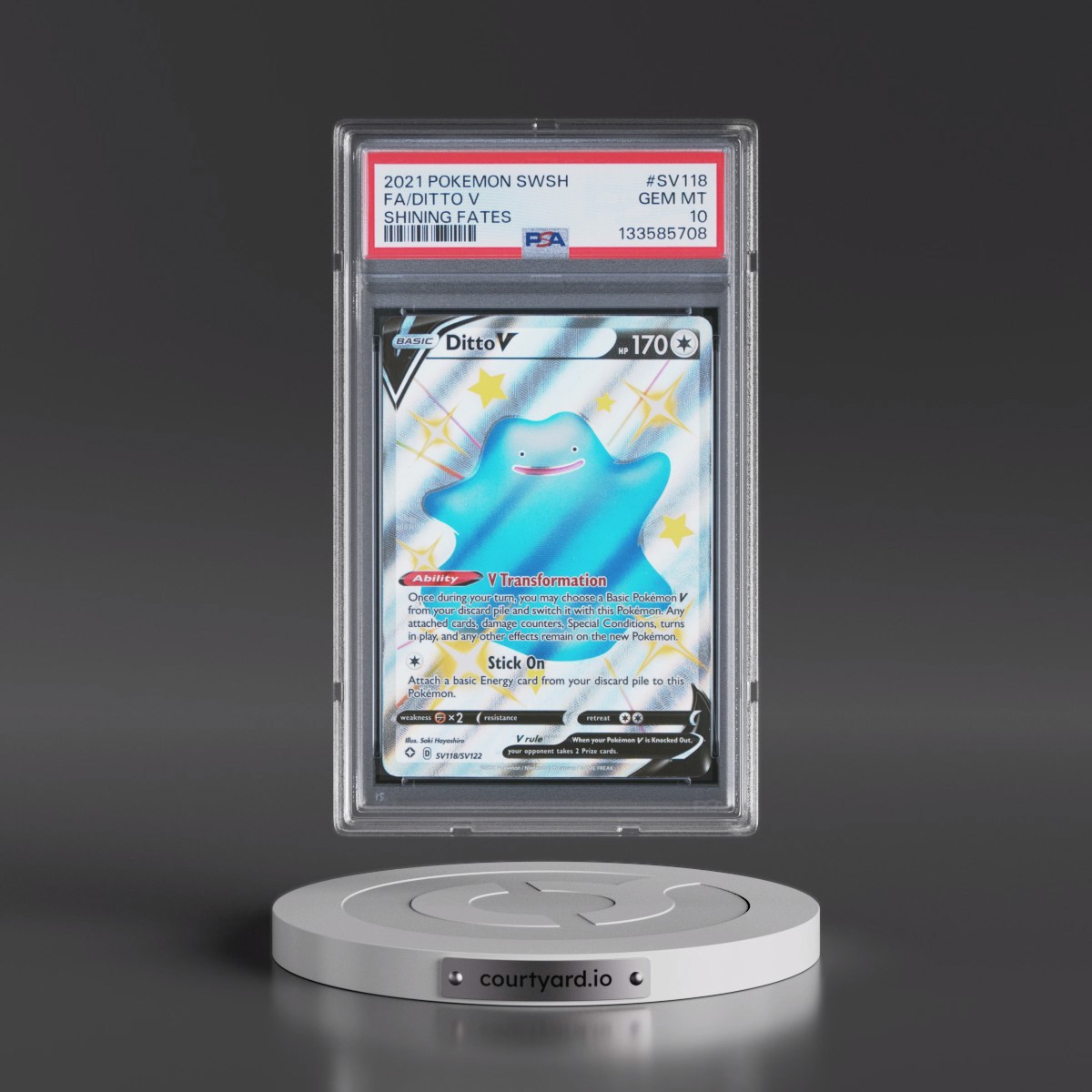 2021 Pokémon Sword & Shield Shining Fates #SV118 Ditto V - Holo Full Art (PSA 10 GEM MINT)