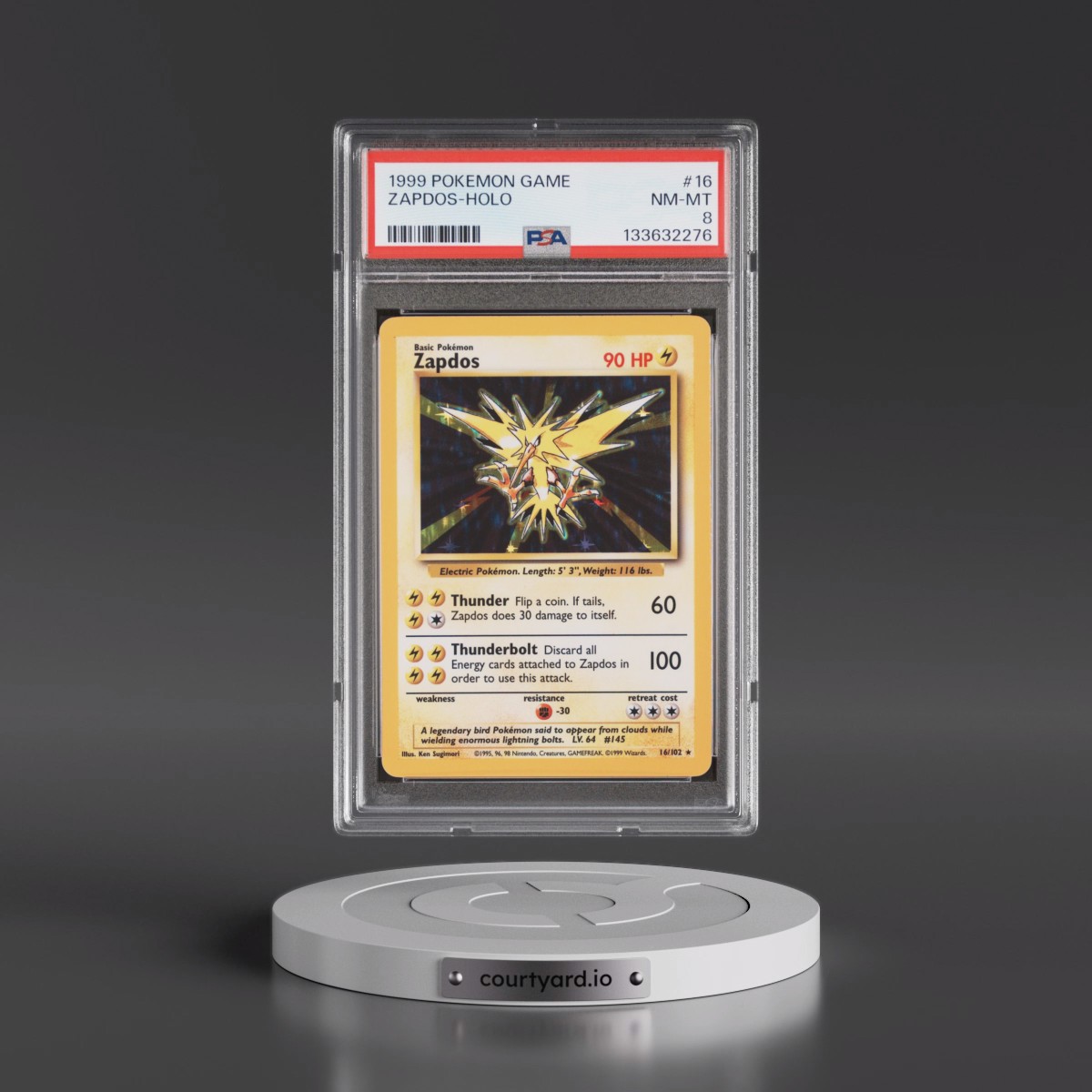 1999 Pokémon Game #16 Zapdos - Holo (PSA 8 NM-MT)