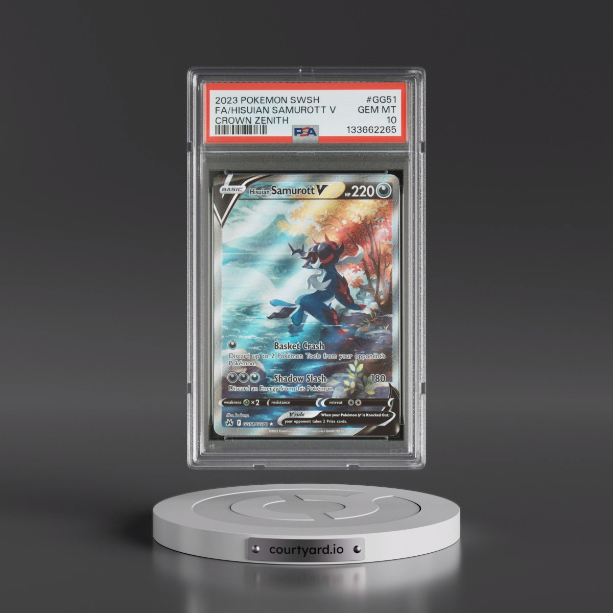 2023 Pokémon Sword and Shield Crown Zenith #GG51 Hisuian Samurott V - Holo Full Art (PSA 10 GEM MINT)