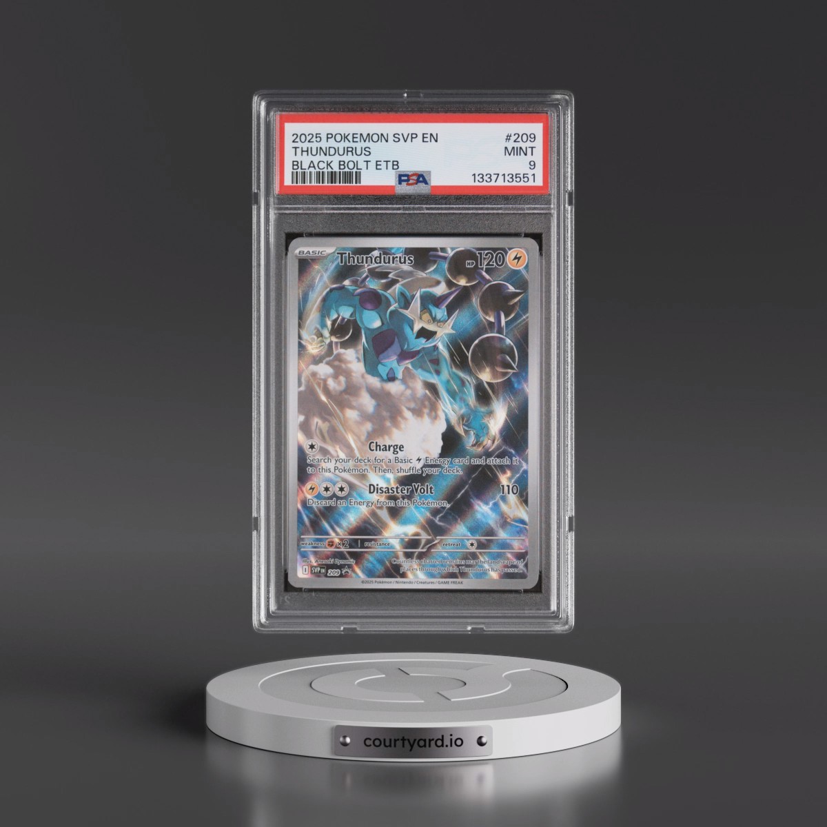 2025 Pokémon Svp EN-SV Black Star Promo #209 Thundurus - Black Bolt Elite Trainer Box (PSA 9 MINT)