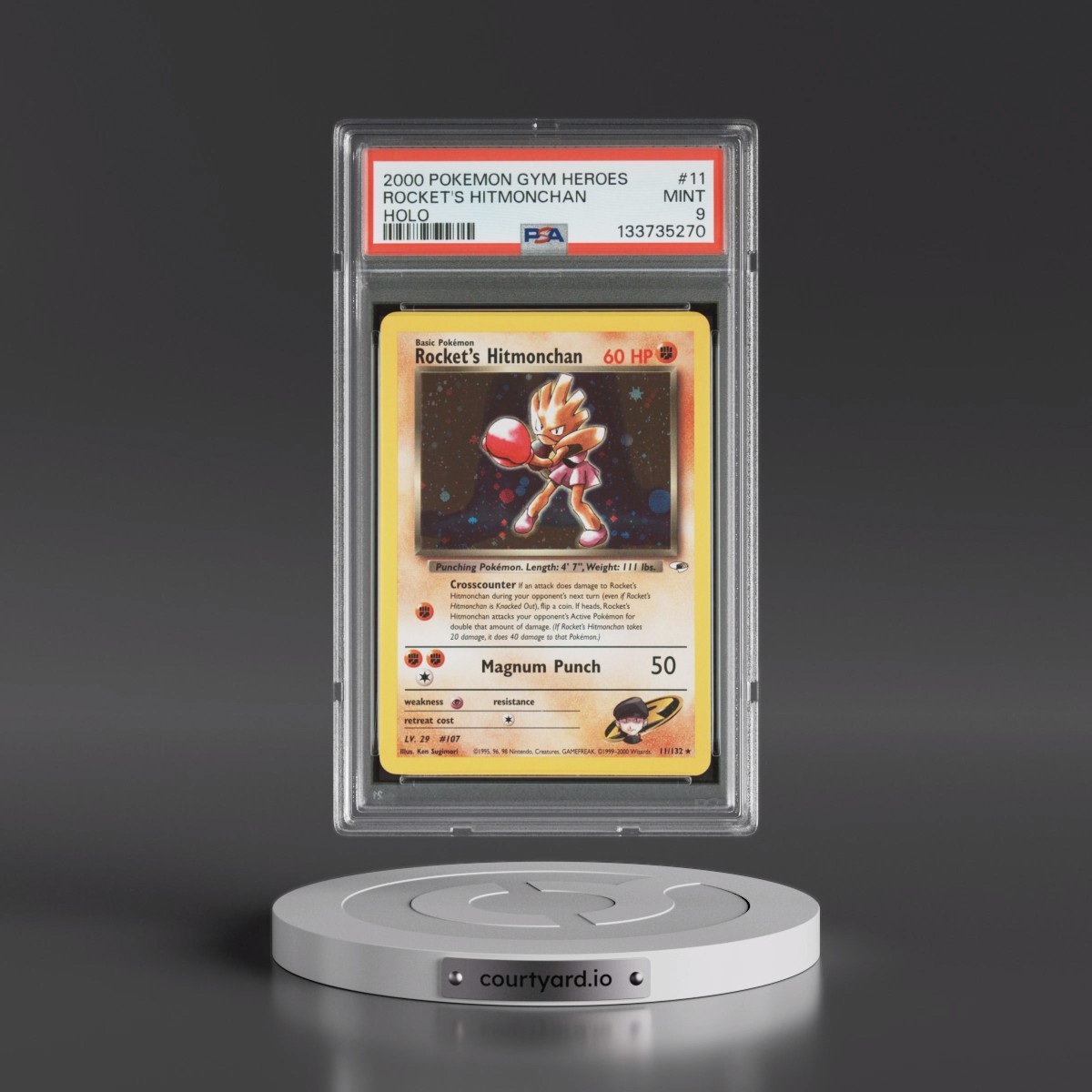 2000 Pokémon Gym Heroes #11 Rocket's Hitmonchan - Holo (PSA 9 MINT)