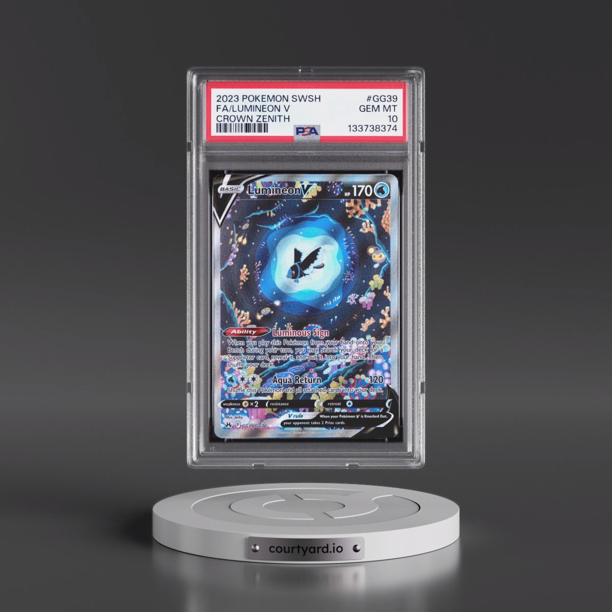 2023 Pokémon Sword and Shield Crown Zenith #GG39 Lumineon V - Holo Full Art (PSA 10 GEM MINT)