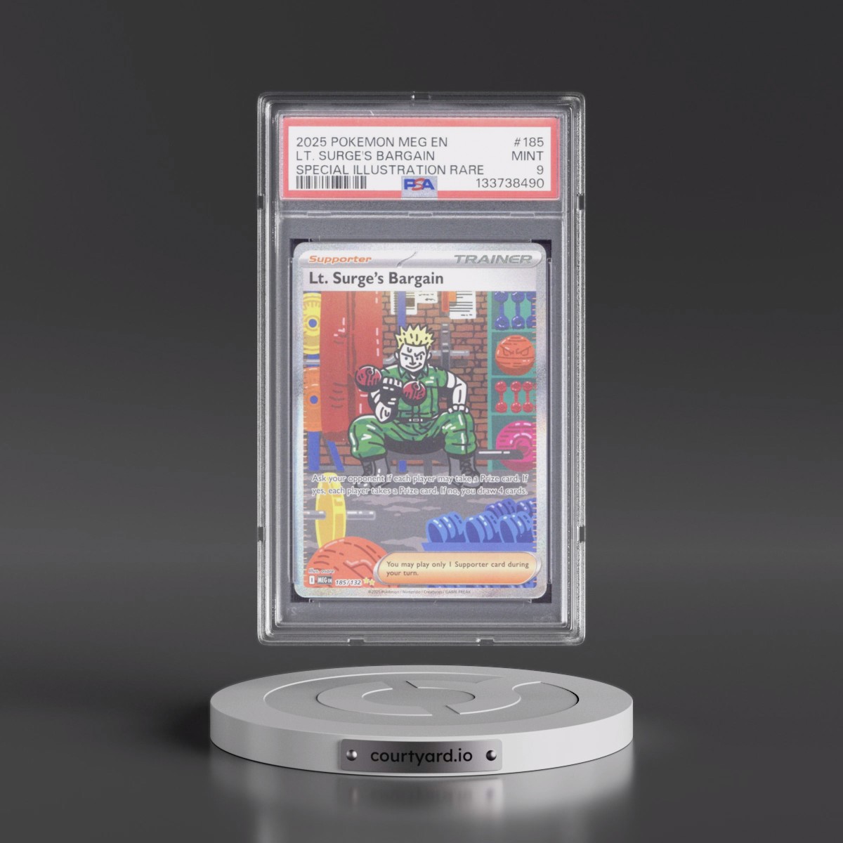 2025 Pokémon Meg EN-Mega Evolution #185 LT. Surge's Bargain - Special Illustration Rare (PSA 9 MINT)