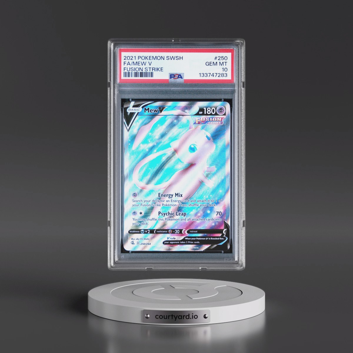 2021 Pokémon Sword & Shield Fusion Strike #250 Mew V - Holo Full Art (PSA 10 GEM MINT)