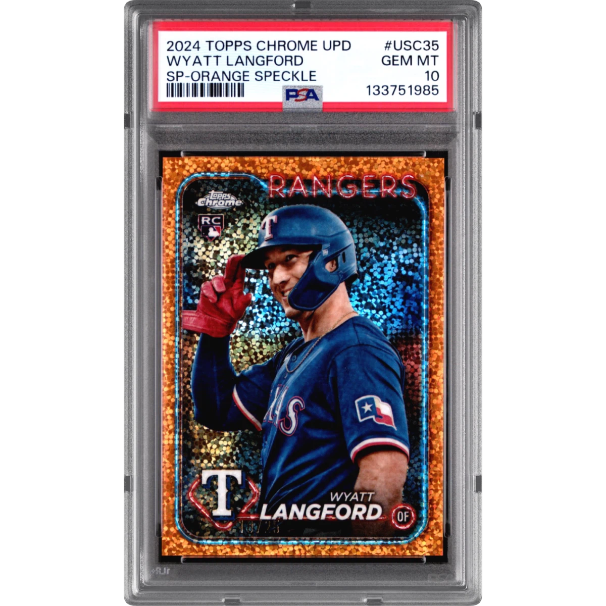 2024 Topps Chrome Update #USC35 Wyatt Langford - SP-Orange Speckle (PSA 10 GEM MINT)