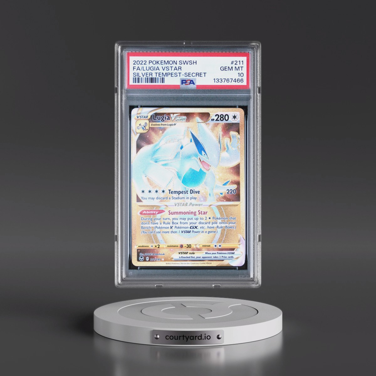 2022 Pokémon Sword & Shield Silver Tempest #211 Lugia Vstar - Full Art Secret (PSA 10 GEM MINT)
