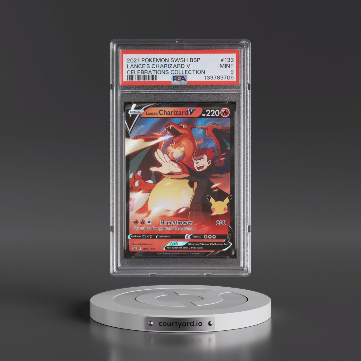 2021 Pokémon Swsh Black Star Promo #133 Lance's Charizard V - Holo Celebrations Collection (PSA 9 MINT)