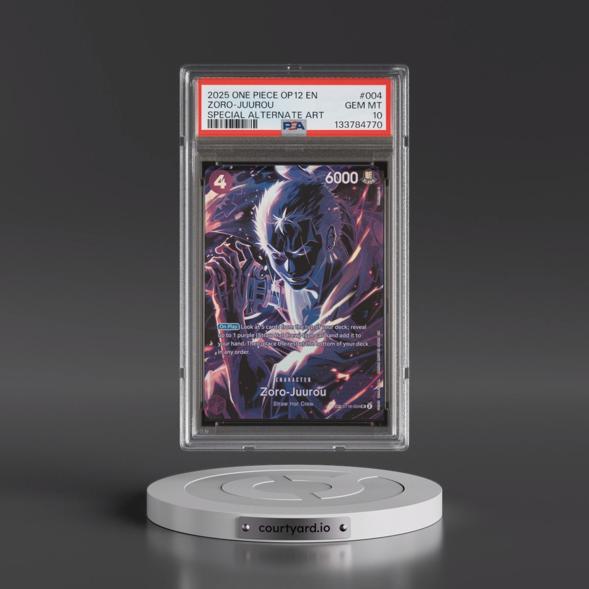 2025 One Piece OP12-Legacy of the Master #004 Zoro-Juurou - Special Alternate Art (PSA 10 GEM MINT)