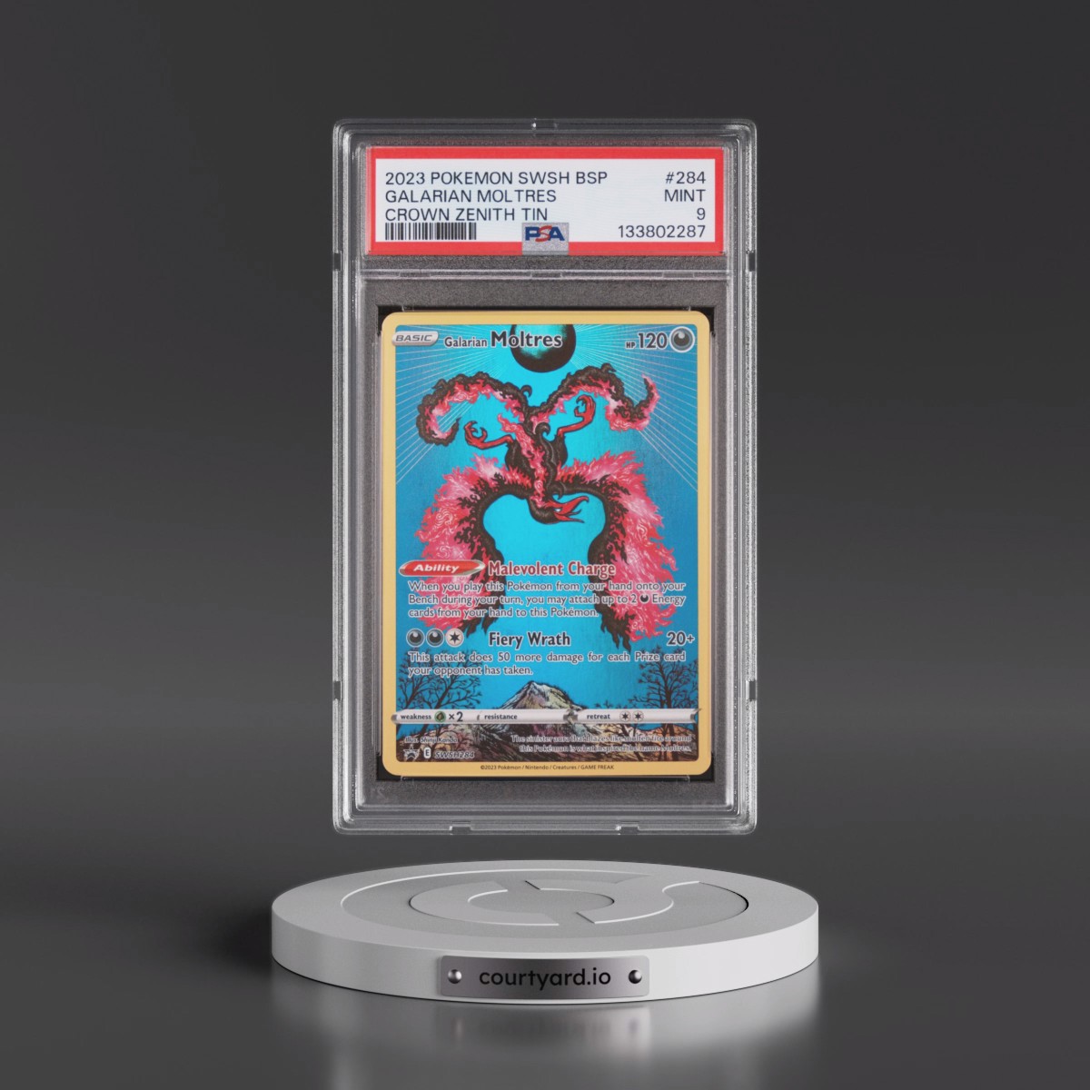 2023 Pokémon Swsh Black Star Promo #284 Galarian Moltres - Crown Zenith Tin (PSA 9 MINT)
