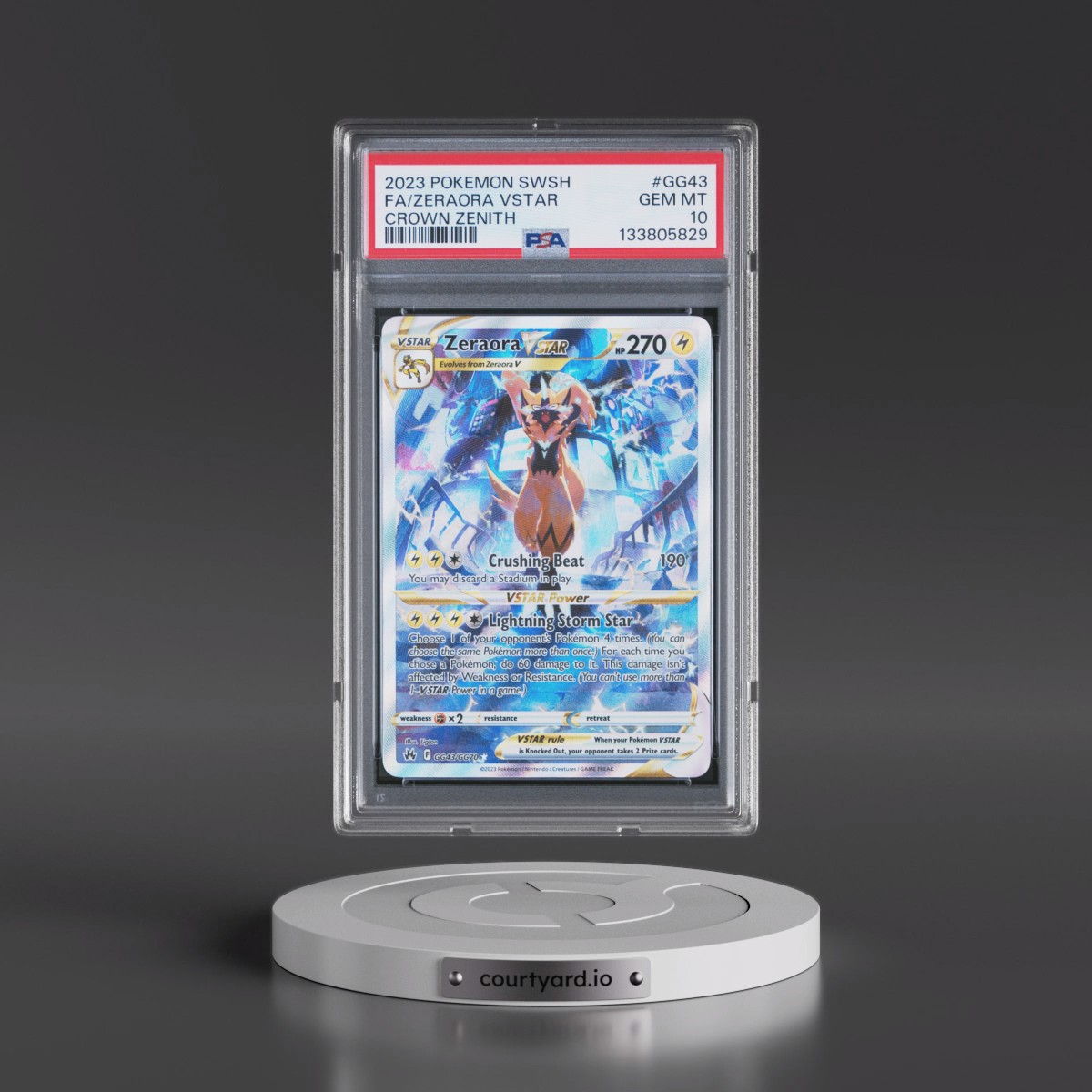 2023 Pokémon Sword and Shield Crown Zenith #GG43 Zeraora Vstar - Full Art (PSA 10 GEM MINT)