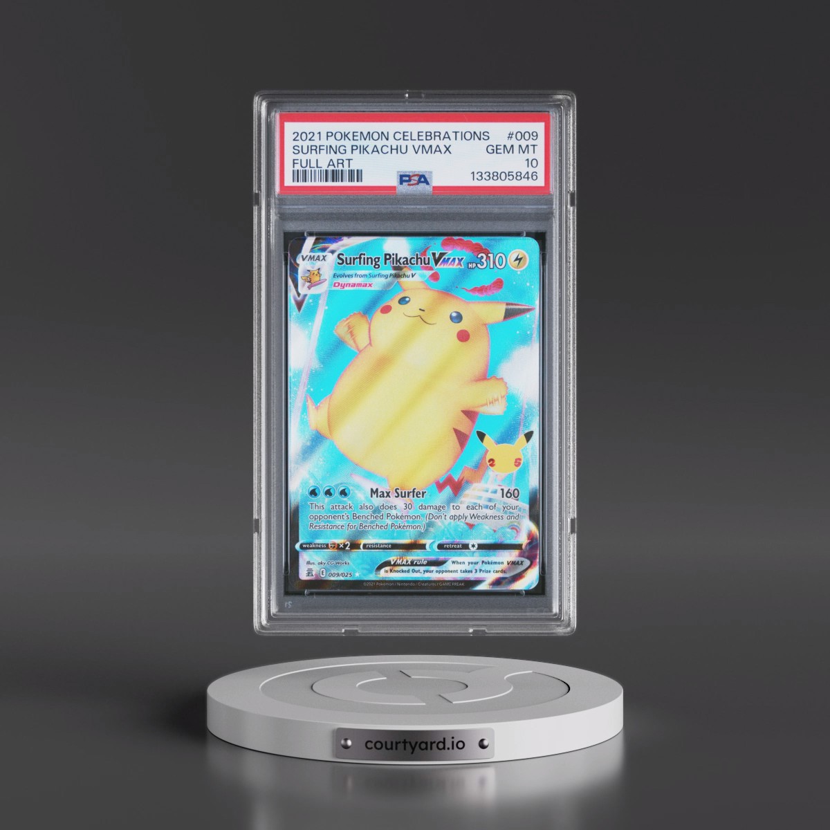 2021 Pokémon Celebrations #009 Surfing Pikachu Vmax - Full Art (PSA 10 GEM MINT)