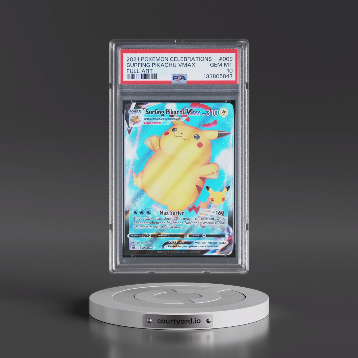 2021 Pokémon Celebrations #009 Surfing Pikachu Vmax - Full Art (PSA 10 GEM MINT)