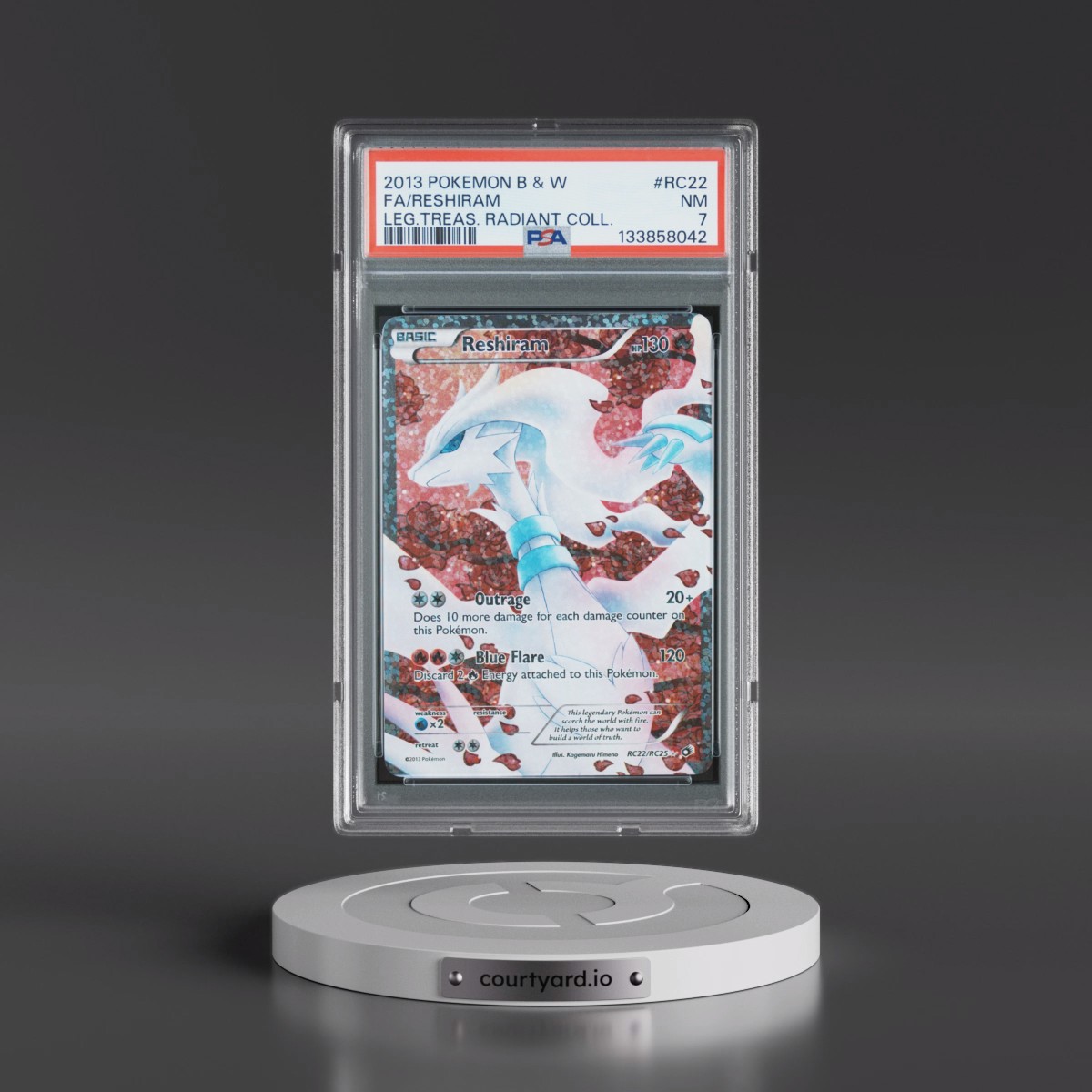 2013 Pokémon Black & White Legendary Treasures Radiant Collection #22/25 Reshiram - Full Art (PSA 7 NM)