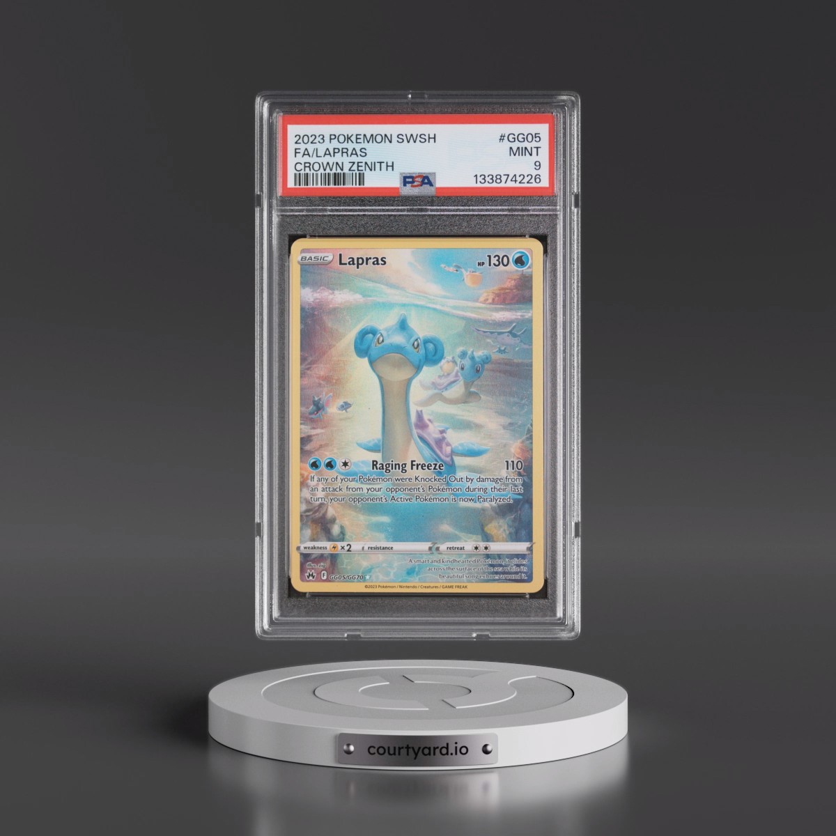 2023 Pokémon Sword and Shield Crown Zenith #GG05 Lapras - Full Art (PSA 9 MINT)