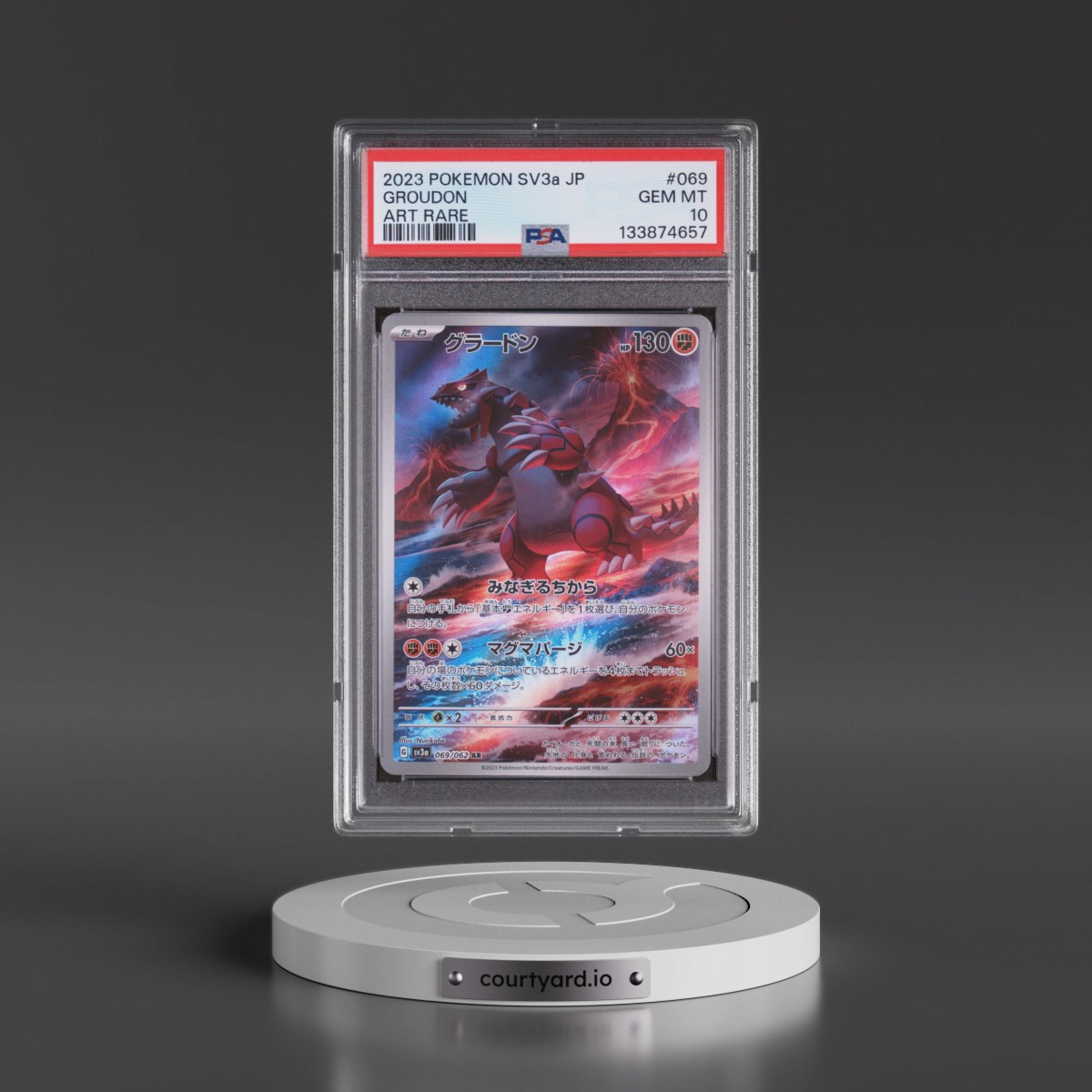 2023 Pokémon Sv3a-Raging Surf #069 Groudon - Art Rare (PSA 10 GEM MINT)