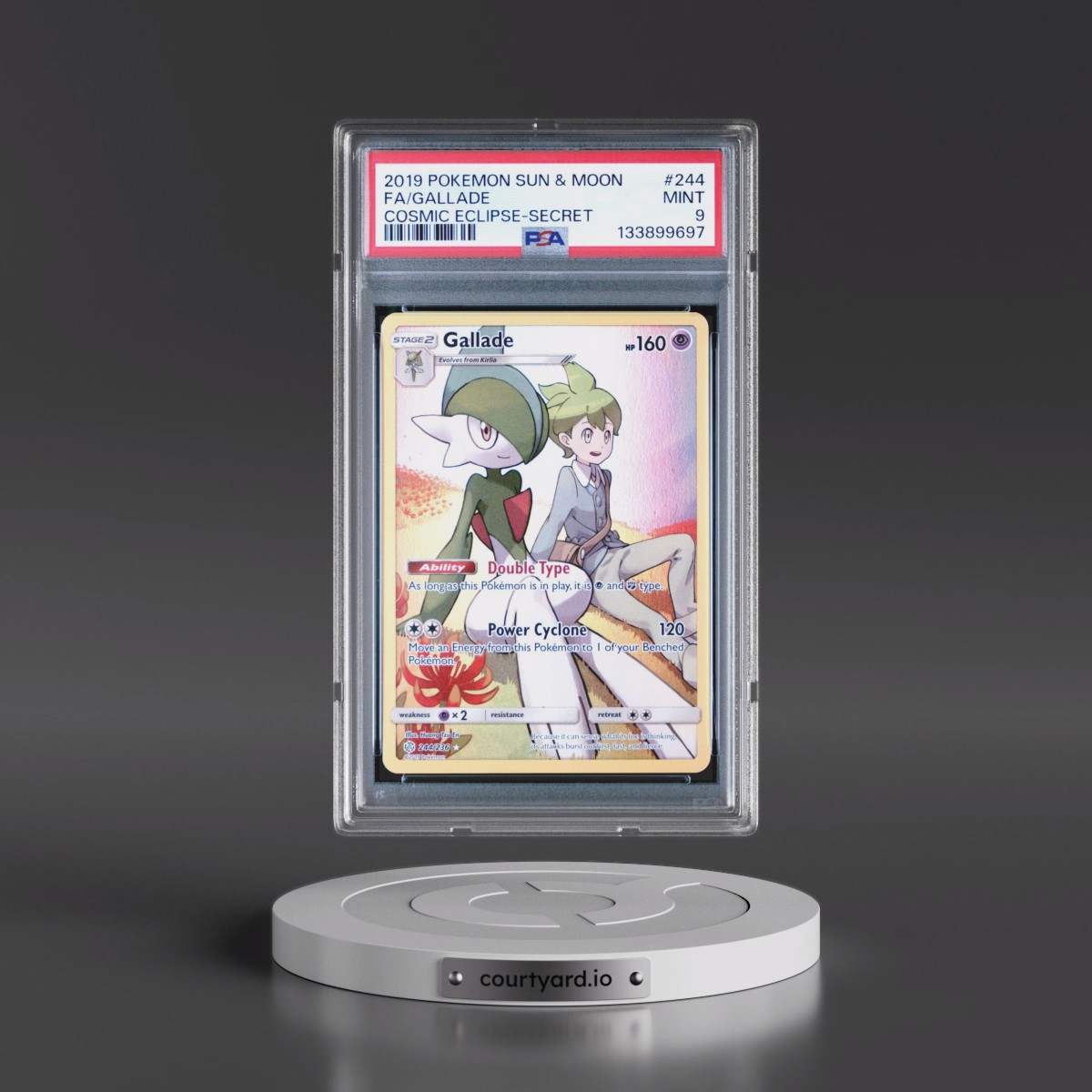 2019 Pokémon Sun & Moon Cosmic Eclipse #244 Gallade - Full Art Secret (PSA 9 MINT)