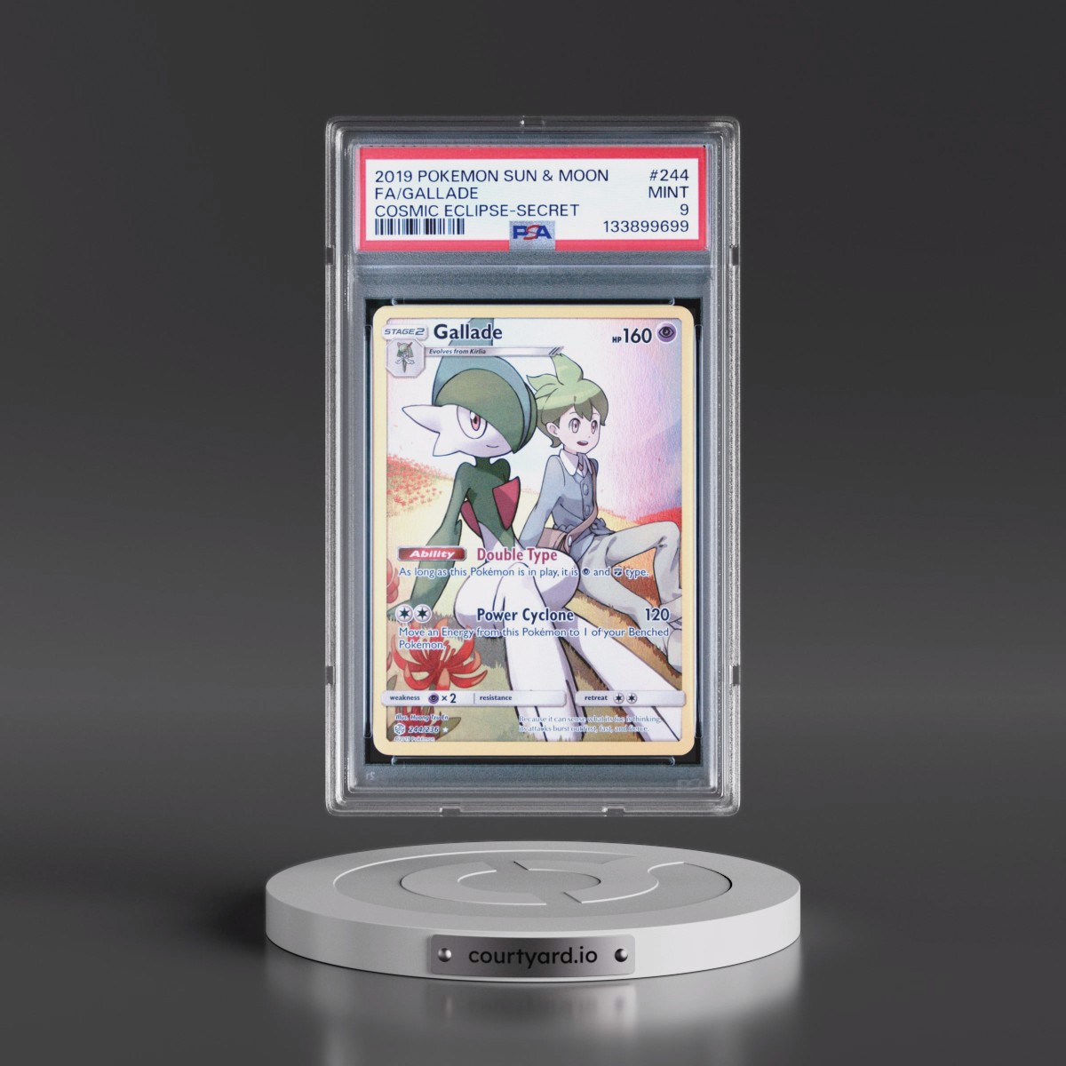 2019 Pokémon Sun & Moon Cosmic Eclipse #244 Gallade - Full Art Secret (PSA 9 MINT)