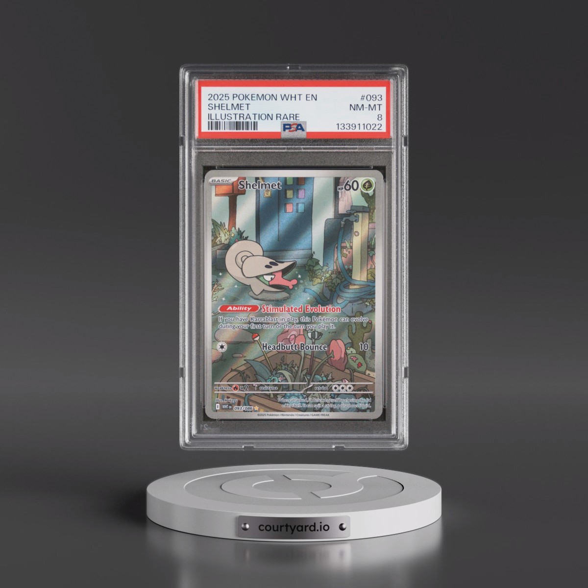 2025 Pokémon Wht EN-White Flare #093 Shelmet - Illustration Rare (PSA 8 NM-MT)