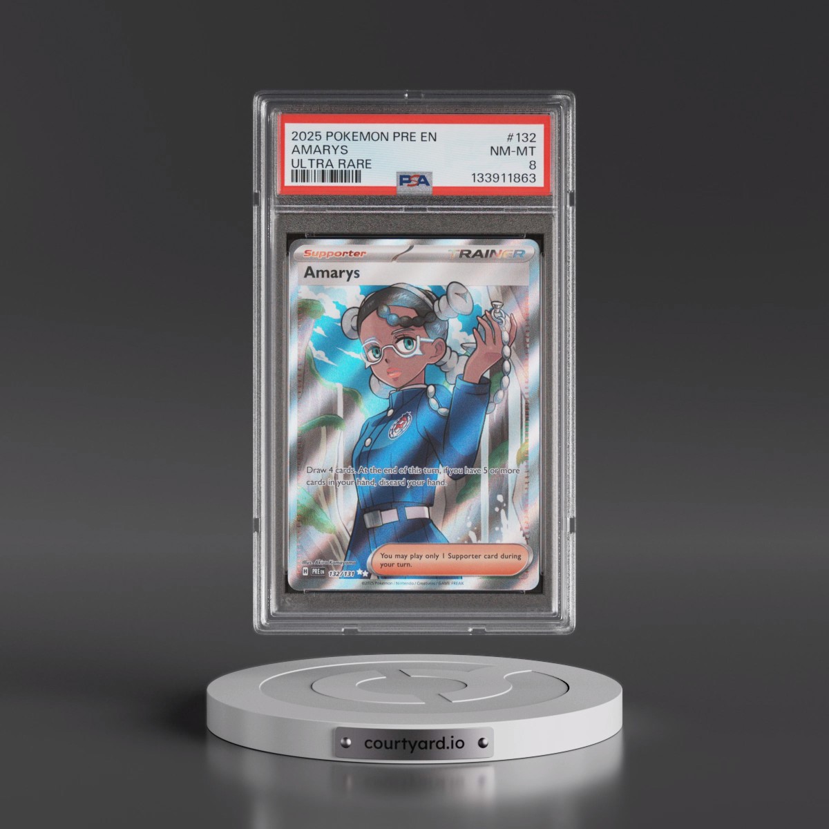 2025 Pokémon Pre EN-Prismatic Evolutions #132 Amarys - Ultra Rare (PSA 8 NM-MT)