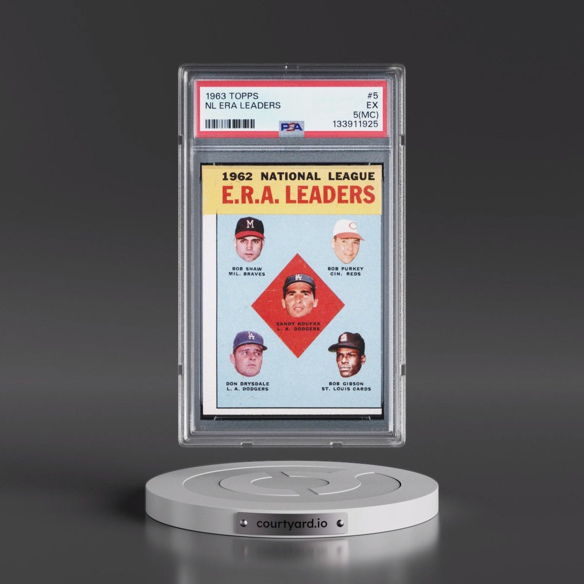 1963 Topps #5 NL ERA Leaders (PSA 5 EX)