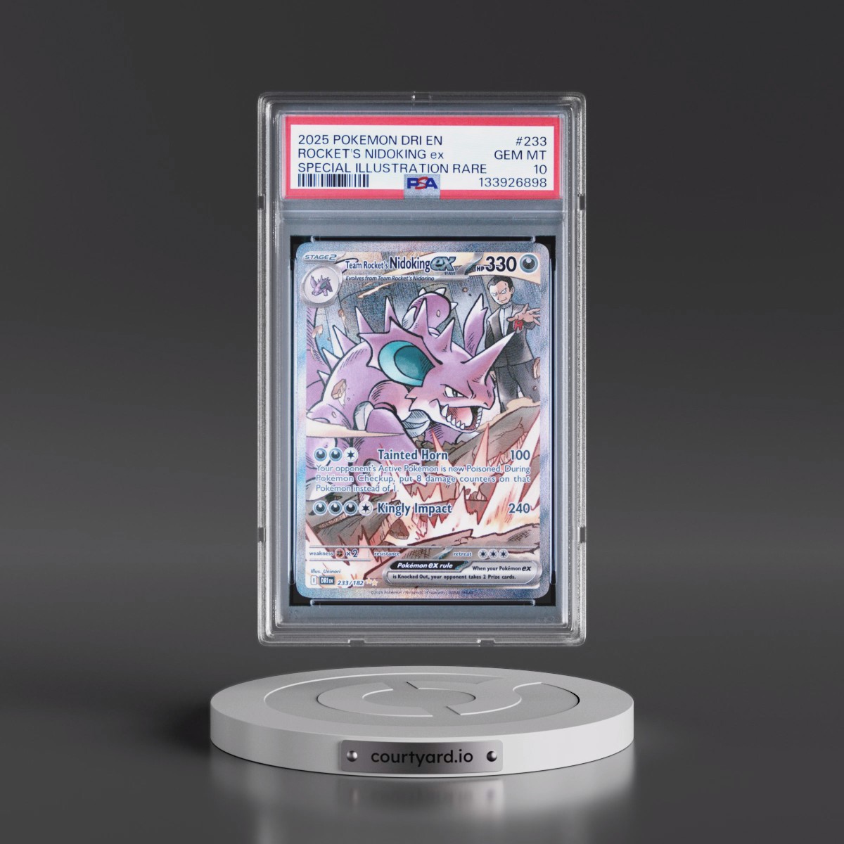 2025 Pokémon Dri EN-Destined Rivals #233 Team Rocket's Nidoking EX - Holo Special Illustration Rare (PSA 10 GEM MINT)
