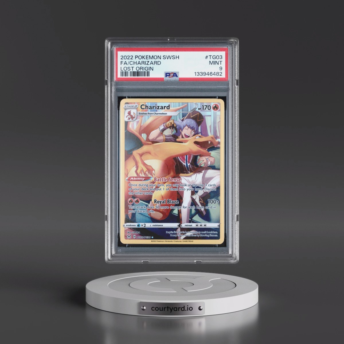 2022 Pokémon Sword & Shield Lost Origin #TG03 Charizard - Full Art (PSA 9 MINT)