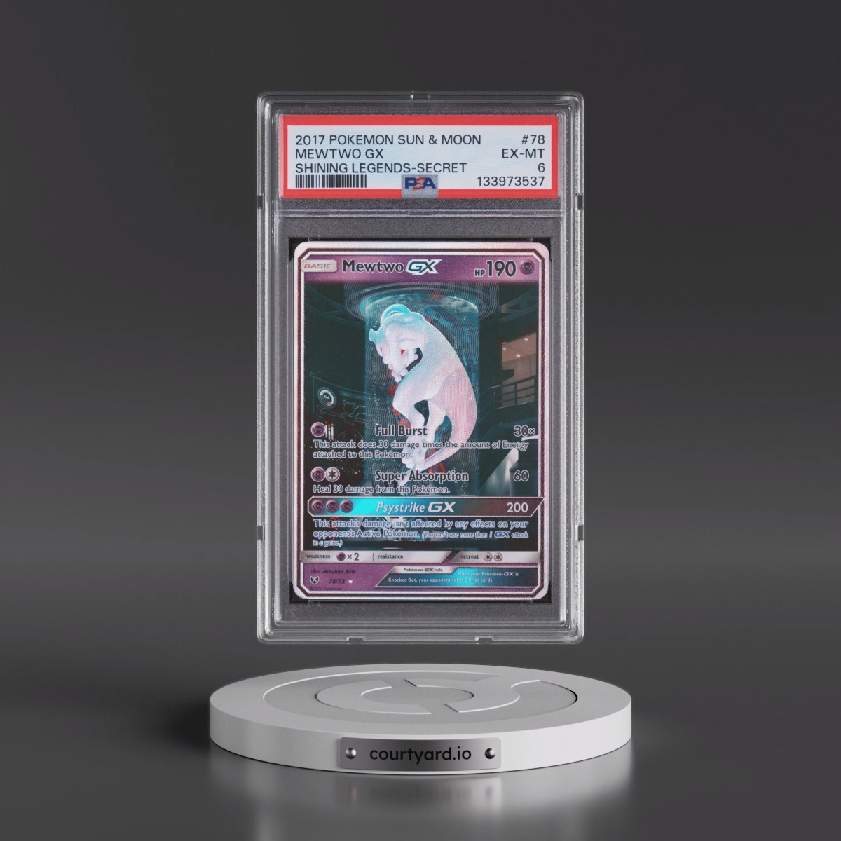 2017 Pokémon Sun & Moon Shining Legends #78 Mewtwo GX - Holo Secret (PSA 6 EX-MT)