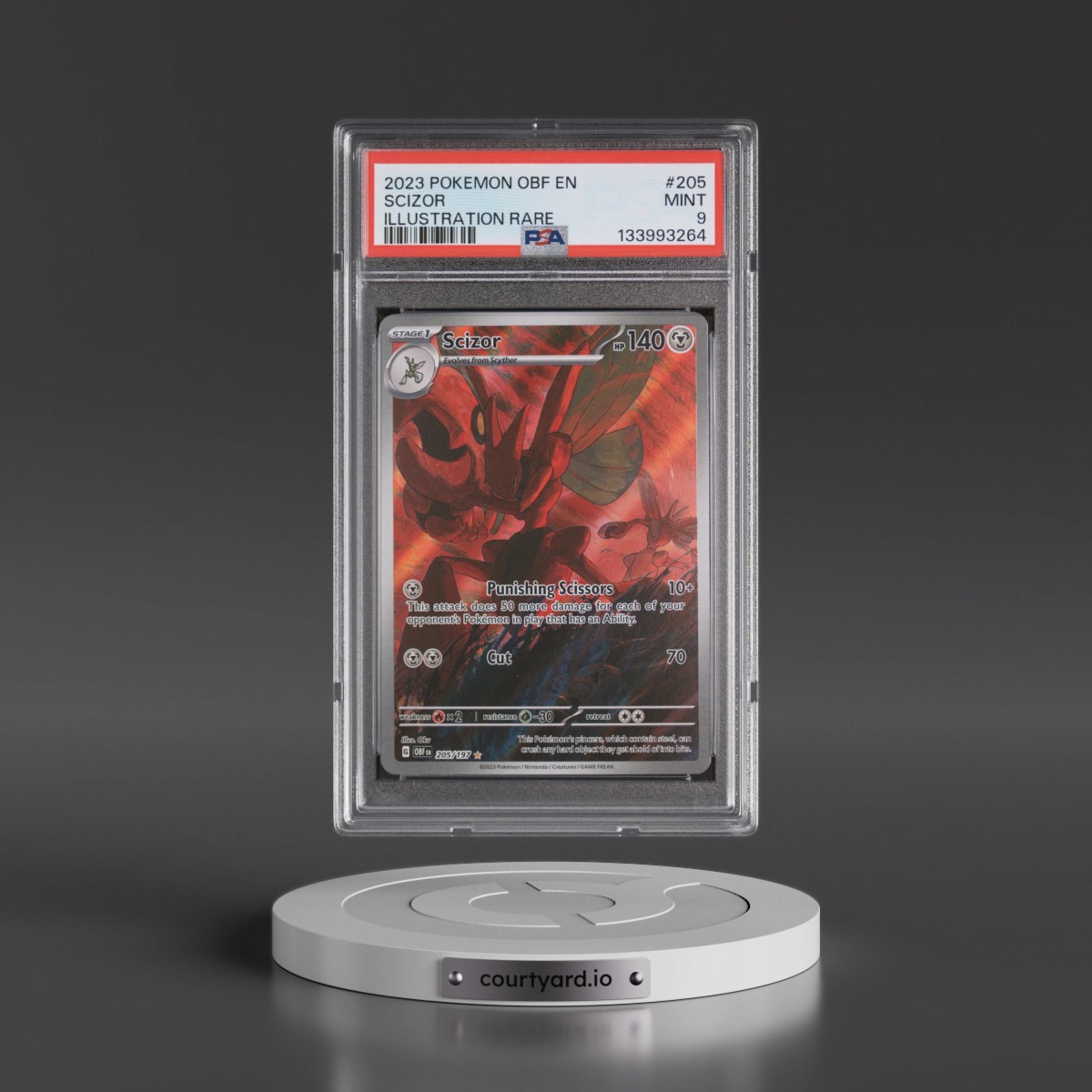 2023 Pokémon Obf EN-Obsidian Flames #205 Scizor - Illustration Rare (PSA 9 MINT)