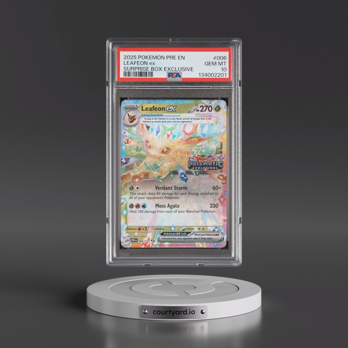 2025 Pokémon Pre EN-Prismatic Evolutions #006 Leafeon EX - Holo Surprise Box Exclusive (PSA 10 GEM MINT)