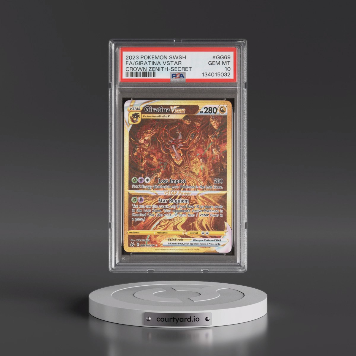 2023 Pokémon Sword and Shield Crown Zenith #GG69 Giratina Vstar - Full Art Secret (PSA 10 GEM MINT)