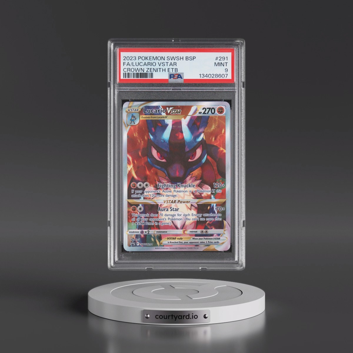 2023 Pokémon Swsh Black Star Promo #291 Lucario Vstar - Full Art Crown Zenith Elite Trainer Box (PSA 9 MINT)
