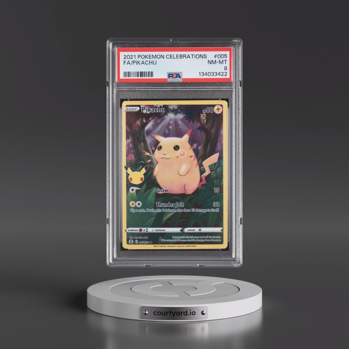 2021 Pokémon Celebrations #005 Pikachu - Full Art (PSA 8 NM-MT)