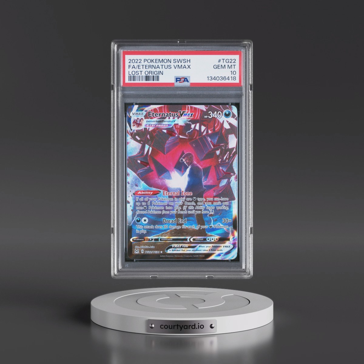 2022 Pokémon Sword & Shield Lost Origin #TG22 Eternatus Vmax - Full Art (PSA 10 GEM MINT)