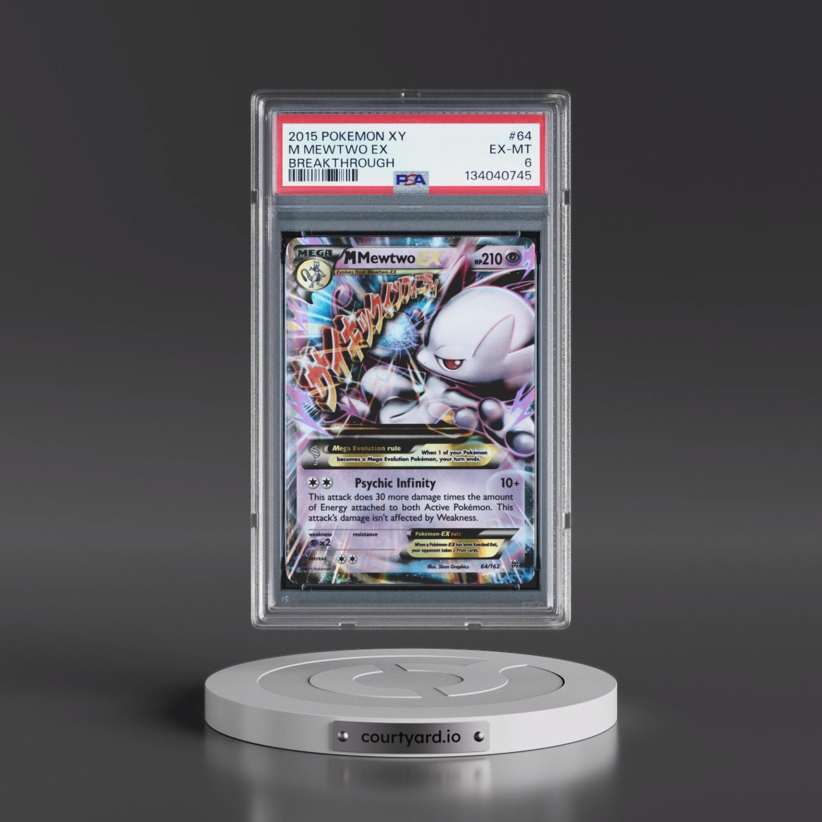 2015 Pokémon XY Breakthrough #64 M Mewtwo EX - Holo (PSA 6 EX-MT)