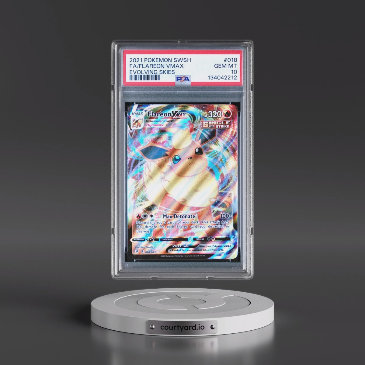 2021 Pokémon Sword & Shield Evolving Skies #018 Flareon Vmax - Full Art (PSA 10 GEM MINT)