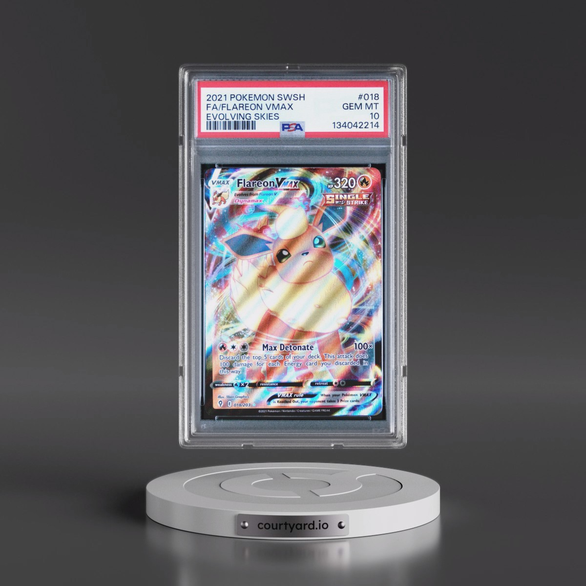 2021 Pokémon Sword & Shield Evolving Skies #018 Flareon Vmax - Full Art (PSA 10 GEM MINT)